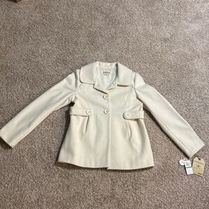 HYDRAULIC The Blue Jean Standard  Military Style Pea Coat. cream SIZE L